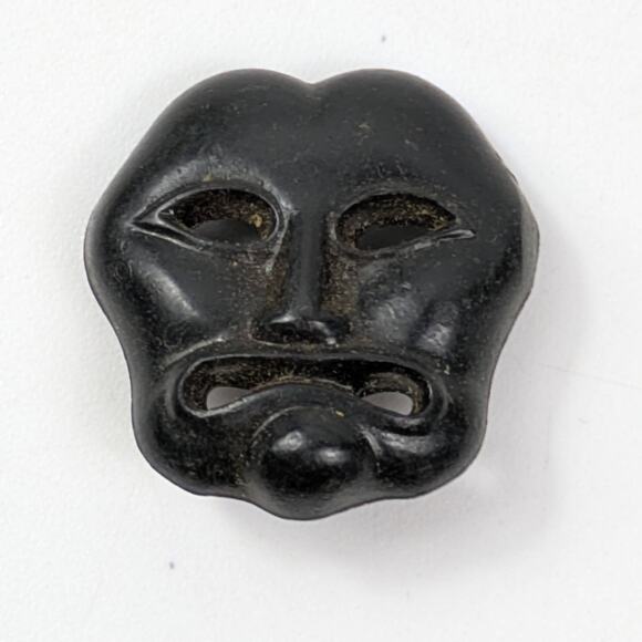 Set Of 3 Vintage .75" Plastic Tragedy Face Mask Shank Buttons Black Navy White - Picture 3 of 5